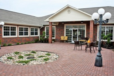 Courtyard with building entrance